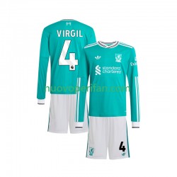 Maglie da Calcio Liverpool Virgil van Dijk 4 Bambino Alternativa Tenuta 2025-2026 Maniche Lunghe