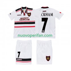Maglie da Calcio Manchester United BECKHAM 7 Retro Bambino Trasferta Tenuta 1998 Maniche Corte