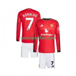 Maglie da Calcio Manchester United Cristiano Ronaldo 7 Bambino Prima Tenuta 2025-2026 Maniche Lunghe