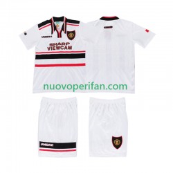Maglie da Calcio Manchester United Retro Bambino Trasferta Tenuta 1998 Maniche Corte