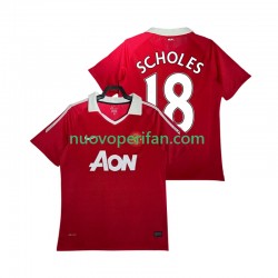 Maglie da Calcio Manchester United SCHOLES 18 Retro Uomo Prima Tenuta 2011 2010 Maniche Corte