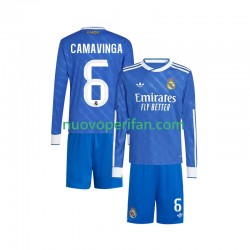 Maglie da Calcio Real Madrid Camavinga 6 Bambino Alternativa Tenuta 2025-2026 Maniche Lunghe