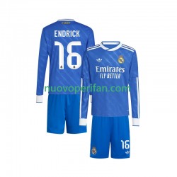 Maglie da Calcio Real Madrid Endrick 16 Bambino Alternativa Tenuta 2025-2026 Maniche Lunghe