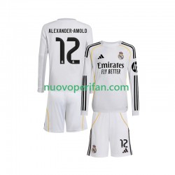Maglie da Calcio Real Madrid Trent Alexander-Arnold 12 Bambino Prima Tenuta 2025-2026 Maniche Lunghe