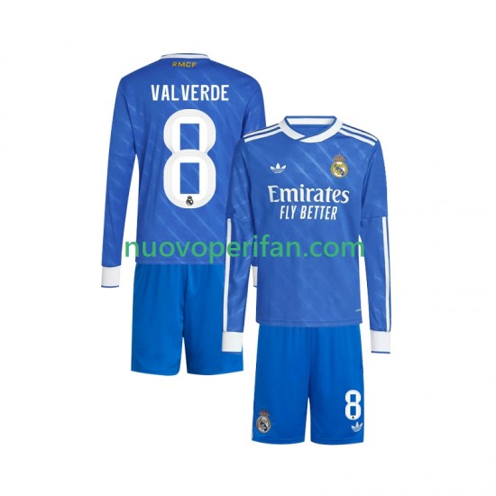Maglie da Calcio Real Madrid Valverde 8 Bambino Alternativa Tenuta 2025-2026 Maniche Lunghe