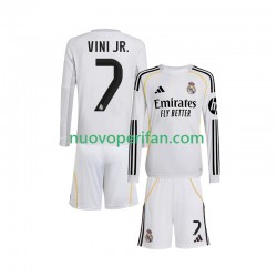 Maglie da Calcio Real Madrid Vinicius Junior 7 Bambino Prima Tenuta 2025-2026 Maniche Lunghe
