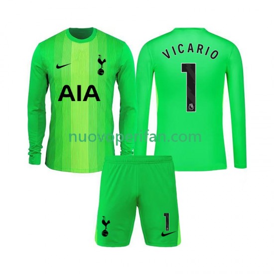 Maglie da Calcio Tottenham Hotspur Guglielmo Vicario 1 Portiere Bambino Prima Tenuta 2025-2026 Maniche Lunghe