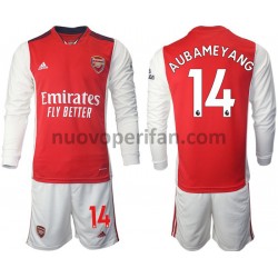 Maglie da Calcio Arsenal Aubameyang 14 Bambino Prima Tenuta 2021-2022 Maniche Lunghe