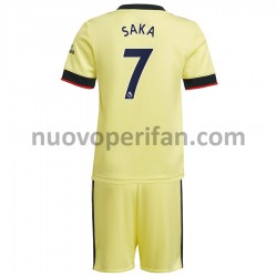 Maglie da Calcio Arsenal Bukayo Saka 7 Bambino Trasferta Tenuta 2021-2022 Maniche Corte