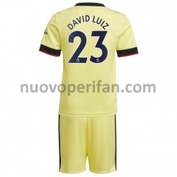Maglie da Calcio Arsenal David Luiz 23 Bambino Trasferta Tenuta 2021-2022 Maniche Corte