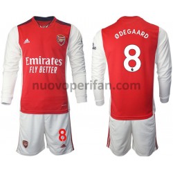 Maglie da Calcio Arsenal Odegaard 8 Bambino Prima Tenuta 2021-2022 Maniche Lunghe
