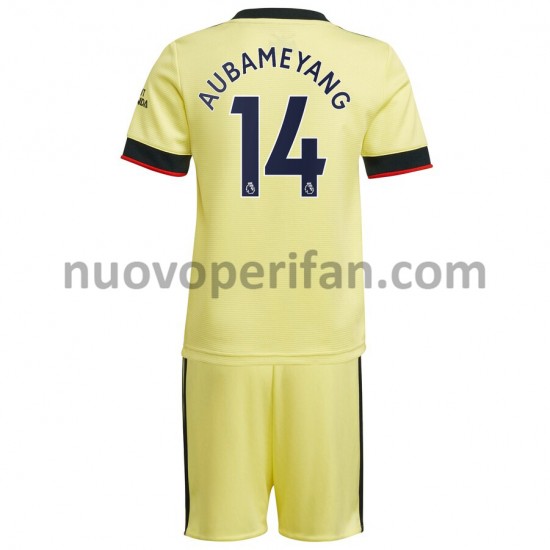 Maglie da Calcio Arsenal Pierre-Emerick Aubameyang 14 Bambino Trasferta Tenuta 2021-2022 Maniche Corte
