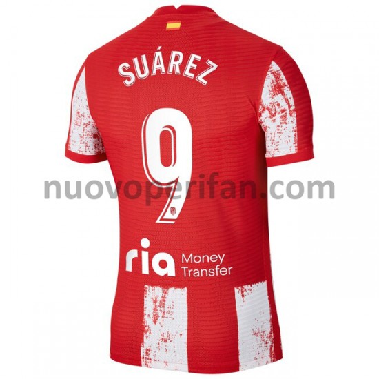 Maglie da Calcio Atlético Madrid Luis Suárez 9 Prima Tenuta 2021-2022 Maniche Corte