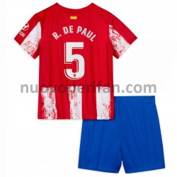 Maglie da Calcio Atlético Madrid Rodrigo De Paul 5 Bambino Prima Tenuta 2021-2022 Maniche Corte