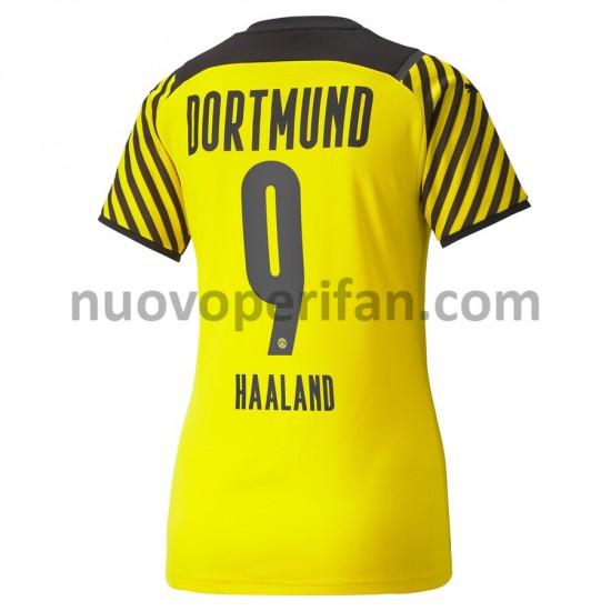 Maglie da Calcio Borussia Dortmund Erling Haaland 9 Donna Prima Tenuta 2021-2022 Maniche Corte