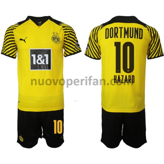 Maglie da Calcio Borussia Dortmund Thorgan Hazard 10 Bambino Prima Tenuta 2021-2022 Maniche Corte