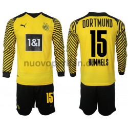 Maglie da Calcio Borussia Dortmund Hummels 15 Bambino Prima Tenuta 2021-2022 Maniche Lunghe