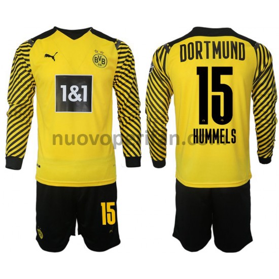 Maglie da Calcio Borussia Dortmund Hummels 15 Bambino Prima Tenuta 2021-2022 Maniche Lunghe