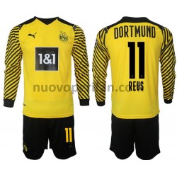 Maglie da Calcio Borussia Dortmund Reus 11 Bambino Prima Tenuta 2021-2022 Maniche Lunghe