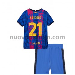 Maglie da Calcio FC Barcelona Frenkie de Jong 21 Bambino Alternativa Tenuta 2021-2022 Maniche Corte
