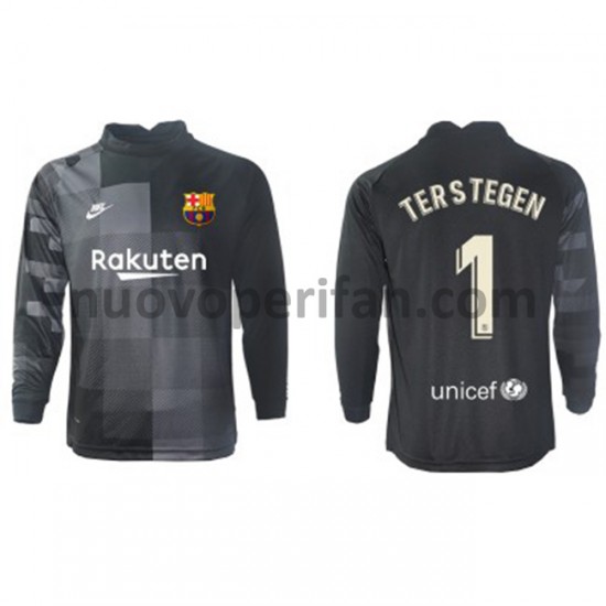 Maglie da Calcio FC Barcelona Portiere Ter Stegen 1 Trasferta Tenuta 2021-2022 Maniche Lunghe