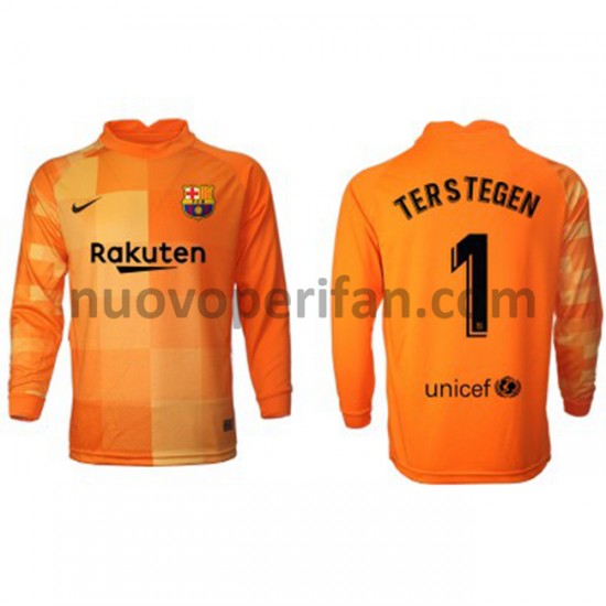 Maglie da Calcio FC Barcelona Portiere Ter Stegen 1 Prima Tenuta 2021-2022 Maniche Lunghe
