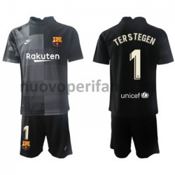 Maglie da Calcio FC Barcelona Portiere Ter Stegen 1 Bambino Trasferta Tenuta 2021-2022 Maniche Corte