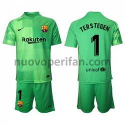 Maglie da Calcio FC Barcelona Portiere Ter Stegen 1 Bambino Alternativa Tenuta 2021-2022 Maniche Corte