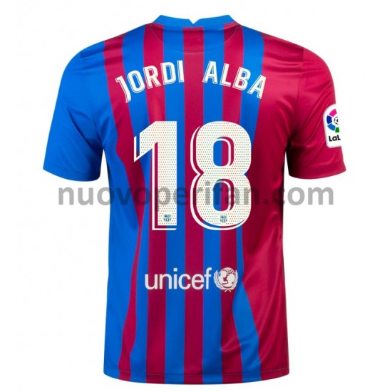 Maglie da Calcio FC Barcelona Jordi Alba 18 Prima Tenuta 2021-2022 Maniche Corte