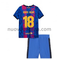 Maglie da Calcio FC Barcelona Jordi Alba 18 Bambino Alternativa Tenuta 2021-2022 Maniche Corte