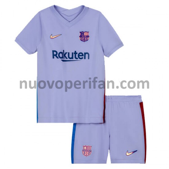 Maglie da Calcio FC Barcelona Bambino Trasferta Tenuta 2021-2022 Maniche Corte