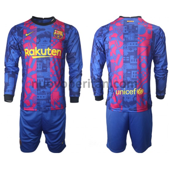 Maglie da Calcio FC Barcelona Bambino Alternativa Tenuta 2021-2022 Maniche Lunghe