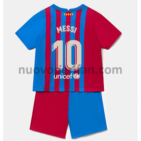 Maglie da Calcio FC Barcelona Lionel Messi 10 Bambino Prima Tenuta 2021-2022 Maniche Corte