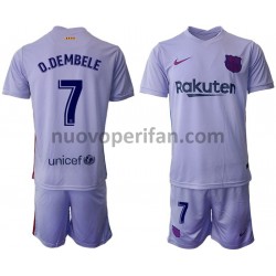 Maglie da Calcio FC Barcelona O.Dembele 7 Bambino Trasferta Tenuta 2021-2022 Maniche Lunghe