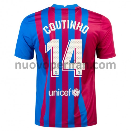 Maglie da Calcio FC Barcelona Philippe Coutinho 14 Prima Tenuta 2021-2022 Maniche Corte