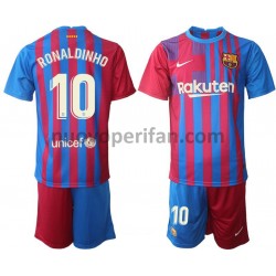 Maglie da Calcio FC Barcelona Ronaldinho 10 Bambino Prima Tenuta 2021-2022 Maniche Corte