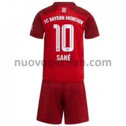 Maglie da Calcio FC Bayern München Leroy Sane 10 Bambino Prima Tenuta 2021-2022 Maniche Corte