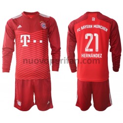 Maglie da Calcio FC Bayern München Lucas Hernandez 21 Bambino Prima Tenuta 2021-2022 Maniche Lunghe