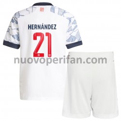 Maglie da Calcio FC Bayern München Lucas Hernandez 21 Bambino Alternativa Tenuta 2021-2022 Maniche Corte
