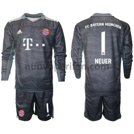 Maglie da Calcio FC Bayern München Manuel Neuer 1 Portiere Bambino Trasferta Tenuta 2021-2022 Maniche Lunghe