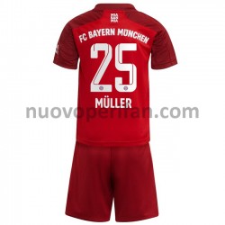 Maglie da Calcio FC Bayern München Thomas Muller 25 Bambino Prima Tenuta 2021-2022 Maniche Corte