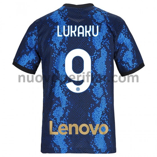 Maglie da Calcio Inter Milan Romelu Lukaku 9 Prima Tenuta 2021-2022 Maniche Corte