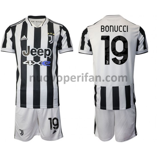 Maglie da Calcio Juventus Leonardo Bonucci 19 Bambino Prima Tenuta 2021-2022 Maniche Corte