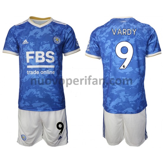 Maglie da Calcio Leicester City Jamie Vardy 9 Bambino Prima Tenuta 2021-2022 Maniche Corte