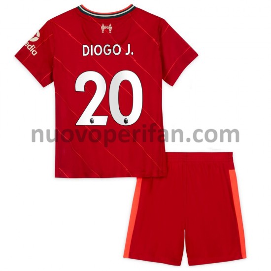 Maglie da Calcio Liverpool Diogo Jota 20 Bambino Prima Tenuta 2021-2022 Maniche Corte
