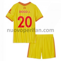 Maglie da Calcio Liverpool Diogo Jota 20 Bambino Alternativa Tenuta 2021-2022 Maniche Corte
