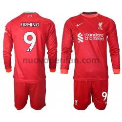 Maglie da Calcio Liverpool FIRMINO 9 Bambino Prima Tenuta 2021-2022 Maniche Lunghe