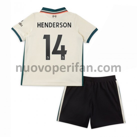 Maglie da Calcio Liverpool Henderson 14 Bambino Trasferta Tenuta 2021-2022 Maniche Corte