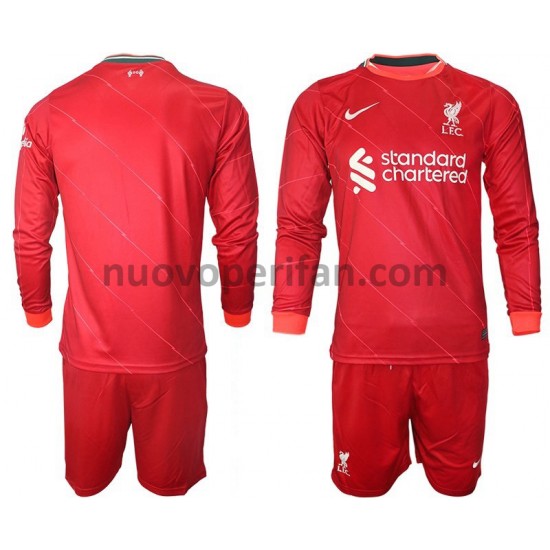 Maglie da Calcio Liverpool Bambino Prima Tenuta 2021-2022 Maniche Lunghe