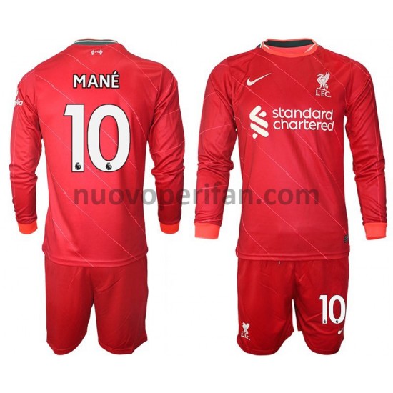 Maglie da Calcio Liverpool Mane 10 Bambino Prima Tenuta 2021-2022 Maniche Lunghe